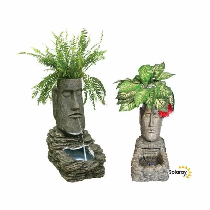 H50cm Easter Island Head Solar Water Feature & Planter with Lights by Solaray 6 H50cm Easter Island Head Solar Water Feature & Planter with Lights by Solaray - Image 4