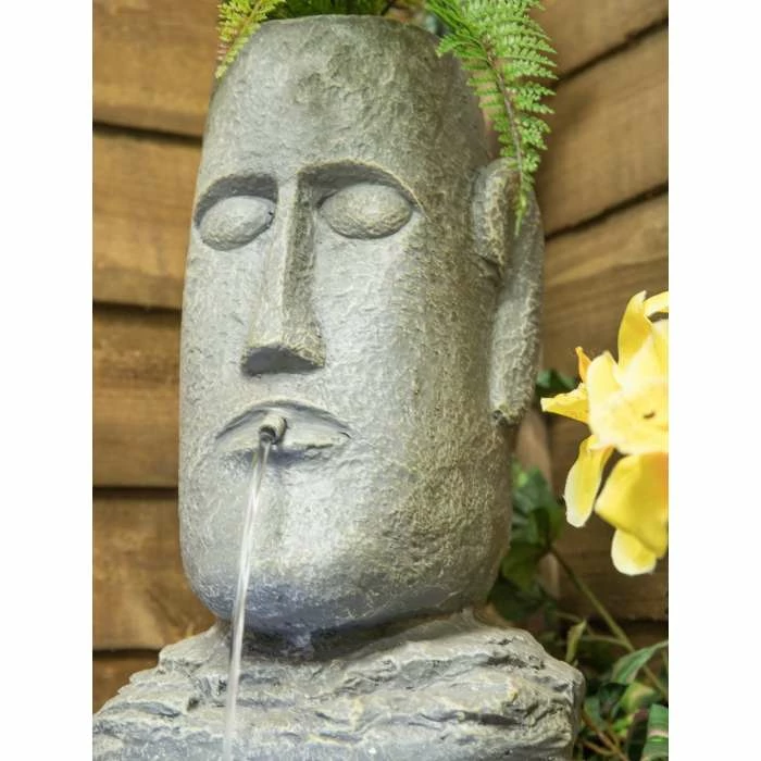 H50cm Easter Island Head Solar Water Feature & Planter with Lights by Solaray 7 H50cm Easter Island Head Solar Water Feature & Planter with Lights by Solaray - Image 5
