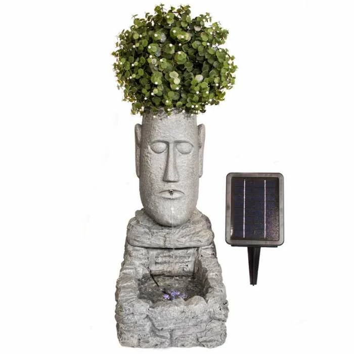 H50cm Easter Island Head Solar Water Feature & Planter with Lights by Solaray 8 H50cm Easter Island Head Solar Water Feature & Planter with Lights by Solaray - Image 6