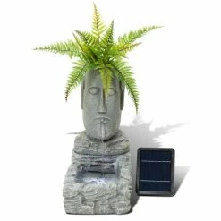 H50cm Easter Island Head Solar Water Feature & Planter with Lights by Solaray 13 H50cm Easter Island Head Solar Water Feature & Planter with Lights by Solaray -Water Features Shop WF9718 rollover image ba36