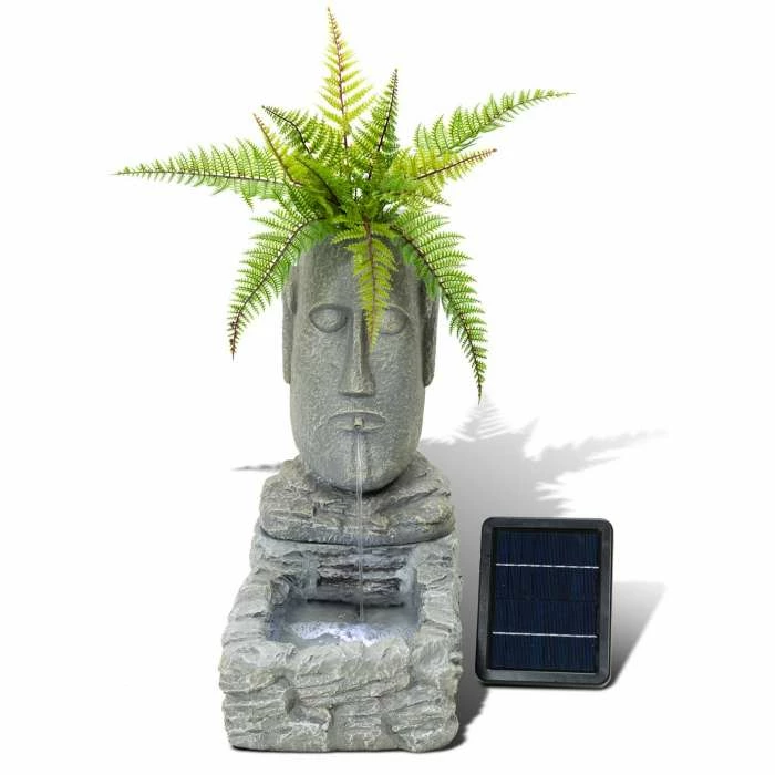 H50cm Easter Island Head Solar Water Feature & Planter with Lights by Solaray 4 H50cm Easter Island Head Solar Water Feature & Planter with Lights by Solaray - Image 2