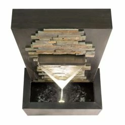 H100cm Dante Zinc & Stone Water Feature with Lights | Indoor/Outdoor Use by Ambienté -Water Features Shop WF9768 add image 2 9747