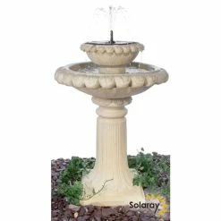 H79cm Victoriana Cream Solar Caststone™ Bird Bath with Lights by Solaray