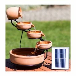 H55cm Terracotta Solar Water Feature with Battery Backup and Lights by Solaray -Water Features Shop WF9792 add image 2 74ef