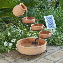 H55cm Terracotta Solar Water Feature with Battery Backup and Lights by Solaray -Water Features Shop WF9792 add image 6 2635
