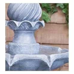 H92cm Grey Imperial Tiered Solar Water Fountain with Lights by Solaray -Water Features Shop WF9886 add image 1 4985
