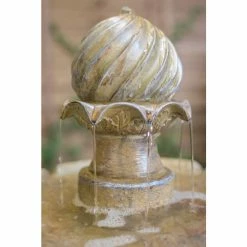 H92cm Cream Imperial Round Tiered Solar Water Fountain with Lights by Solaray -Water Features Shop WF9887 add image 4 4164