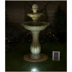 H112cm Antique Imperial Round-Tiered Solar Water Fountain with Lights by Solaray -Water Features Shop WF9889 add image 3 8f27