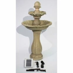 H112cm Antique Imperial Round-Tiered Solar Water Fountain with Lights by Solaray -Water Features Shop WF9889 add image 7 0deb