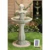 H112cm Antique Imperial Round-Tiered Solar Water Fountain with Lights by Solaray -Water Features Shop WF9889 main image 6954