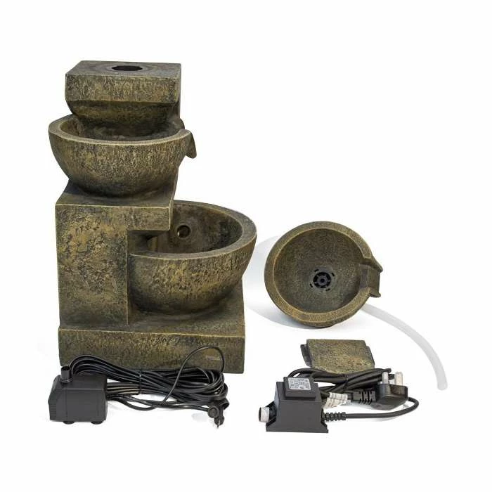 H48cm Kendal 3-Tier Cascading Water Feature with Lights | Indoor/Outdoor Use by Ambienté 10 H48cm Kendal 3-Tier Cascading Water Feature with Lights | Indoor/Outdoor Use by Ambienté - Image 8