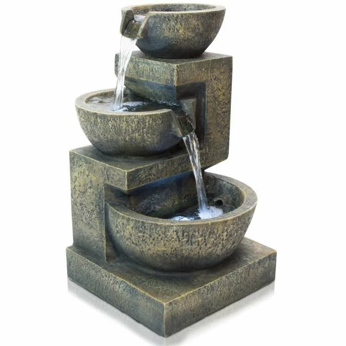H48cm Kendal 3-Tier Cascading Water Feature with Lights | Indoor/Outdoor Use by Ambienté 4 H48cm Kendal 3-Tier Cascading Water Feature with Lights | Indoor/Outdoor Use by Ambienté - Image 2