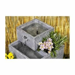 H62.5cm Perth 4-Tier Solar Water Feature & Herb Planter with Lights by Solaray -Water Features Shop WF9898 add image 4 2098