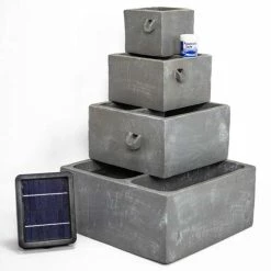 H62.5cm Perth 4-Tier Solar Water Feature & Herb Planter with Lights by Solaray -Water Features Shop WF9898 add image 5 ff80